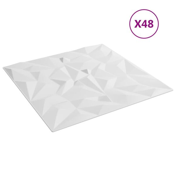 vidaXL Wandpaneele 48 Stk. Wei&szlig; 50x50 cm XPS 12 m&sup2; Amethyst
