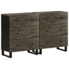vidaXL Sideboards 2 Stk. Schwarz 60x33x75 cm Massivholz Mango