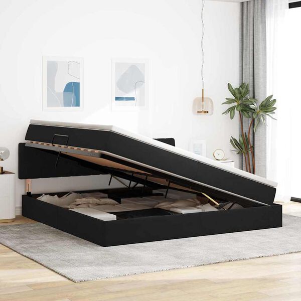 vidaXL Aufbewahrungsbett mit Matratze Schwarz 200 x 200 cm Samt