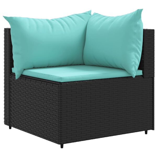 vidaXL 9-tlg. Garten-Sofagarnitur mit Kissen Schwarz Poly Rattan