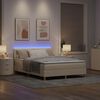 vidaXL LED Boxspringbett mit Matratze mit LED Creme 160 x 200 cm Stoff