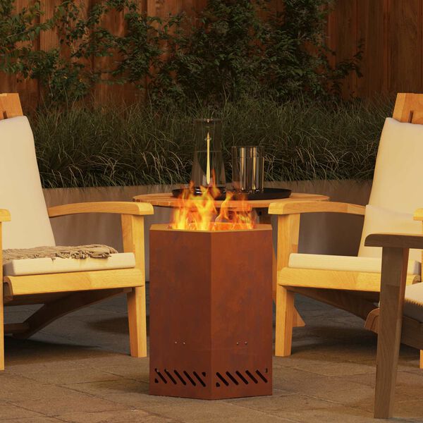 vidaXL Rauchfreier Feuerkorb Braun 38 x 38 x 51 cm Wetterfeststahl