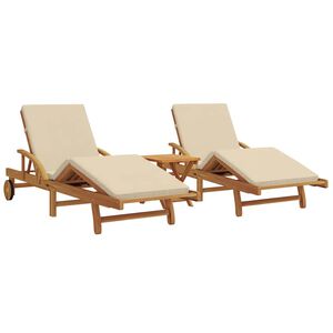 vidaXL Sonnenliege 3 pcs Beige 40 x 40 x 40cm Massivholz Akazie