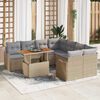 vidaXL Garten-Sofa-Set mit Speicher 9 pcs Beige Poly Rattan