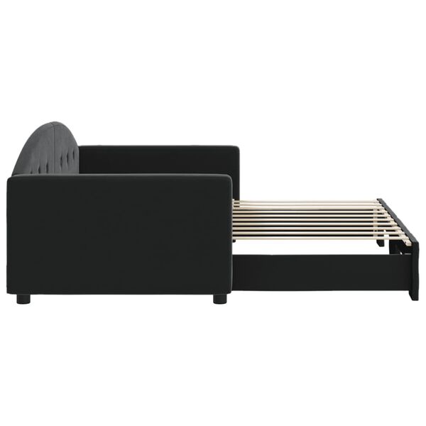 vidaXL Tagesbett Ausziehbar Schwarz 90x190 cm Samt