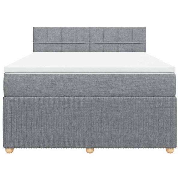 vidaXL Boxspringbett mit Matratze Hellgrau 160x200 cm Stoff