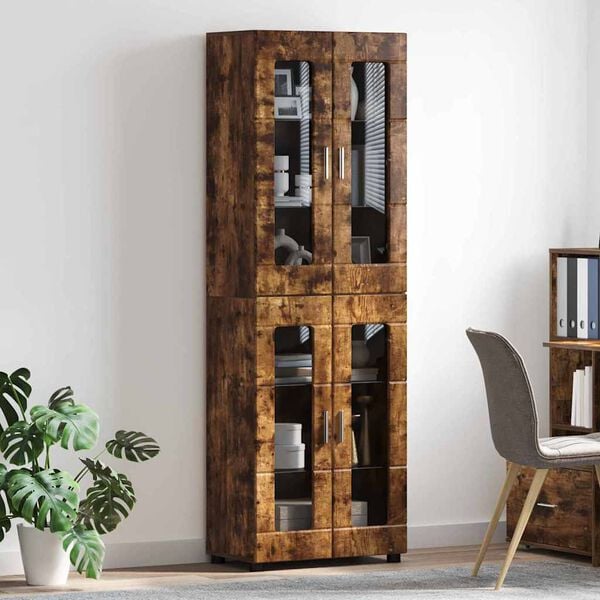 vidaXL Highboard mit Regal FLORIN Ger&auml;ucherte Eiche 60 x 35 x 182 cm