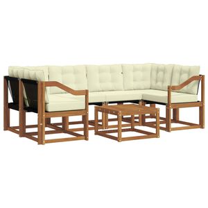 vidaXL Outdoor-Sofagarnitur mit Kissen 7 pcs Natur und Creme