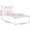 vidaXL Metallbett ohne Matratze mit Kopfteil Wei&szlig; 75x190 cm