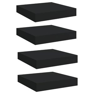 vidaXL Schwebende Wandregale 4 Stk. Schwarz 23x23,5x3,8cm MDF