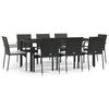 vidaXL 9-tlg. Garten-Essgruppe mit Kissen Schwarz Poly Rattan