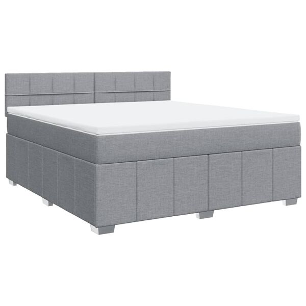vidaXL Boxspringbett mit Matratze Hellgrau 180x200 cm Stoff