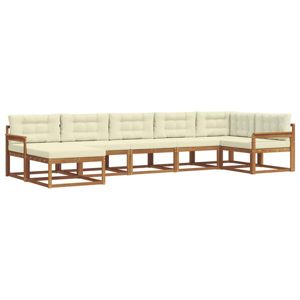 vidaXL Outdoor-Sofagarnitur mit Kissen 7 pcs Natur und Creme