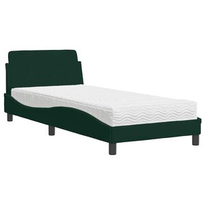 vidaXL Bett mit Matratze "Dover" Dunkelgr&uuml;n 90x190 cm Samt