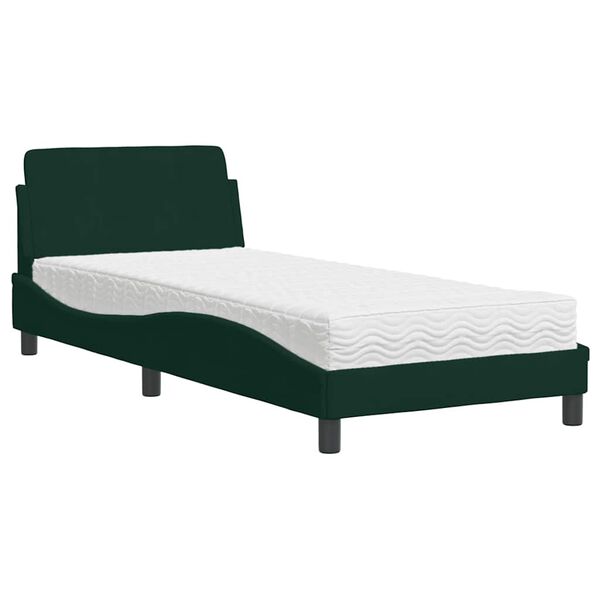 vidaXL Bett mit Matratze "Dover" Dunkelgr&uuml;n 90x190 cm Samt