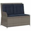 vidaXL Gartenbank mit Liegefunktion und Kissen Grau Poly Rattan
