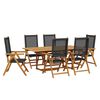 vidaXL 7-tlg. Garten-Essgruppe Poly Rattan und Massivholz Schwarz