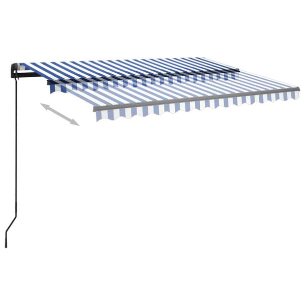 vidaXL Automatische Markise mit LED & Windsensor 3x2,5 m Blau Wei&szlig;