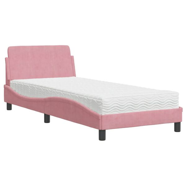 vidaXL Bett mit Matratze "Dover" Rosa 90x200 cm Samt