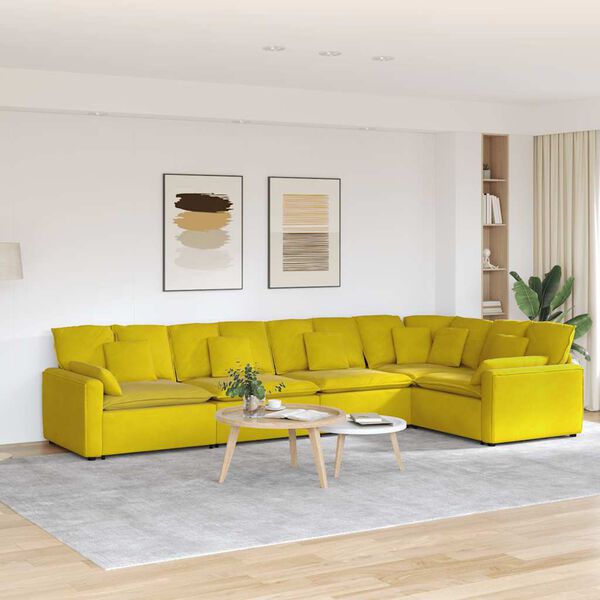 vidaXL Modulares Sofa mit Kissen Samt Gelb