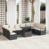 vidaXL Garten-Sofa-Set mit Kissen 11 pcs Schwarz und Creme Poly-Rattan