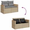 vidaXL 7-tlg. Garten-Sofagarnitur mit Kissen Beige Poly Rattan