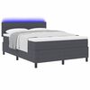 vidaXL LED Boxspringbett Dunkelgrau und Wei&szlig; 140 x 190 cm Cordstoff