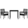 vidaXL Garten Essgruppe mit Kissen 3 pcs Schwarz Poly-Rattan