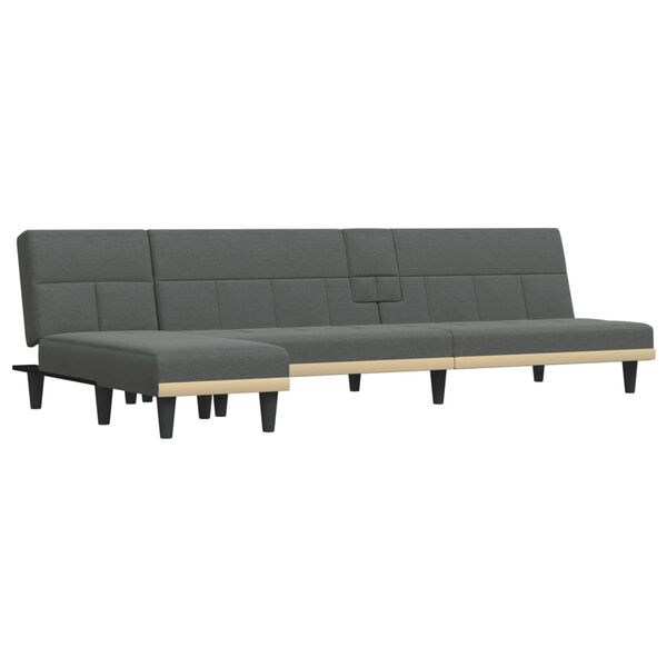 vidaXL Schlafsofa in L-Form Dunkelgrau 255x140x70 cm Stoff