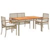 vidaXL 3-tlg. Garten-Essgruppe mit Kissen Beige Poly Rattan
