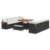 vidaXL Gartensofa-set mit Kissen 12 pcs Schwarz und Creme Poly-Rattan
