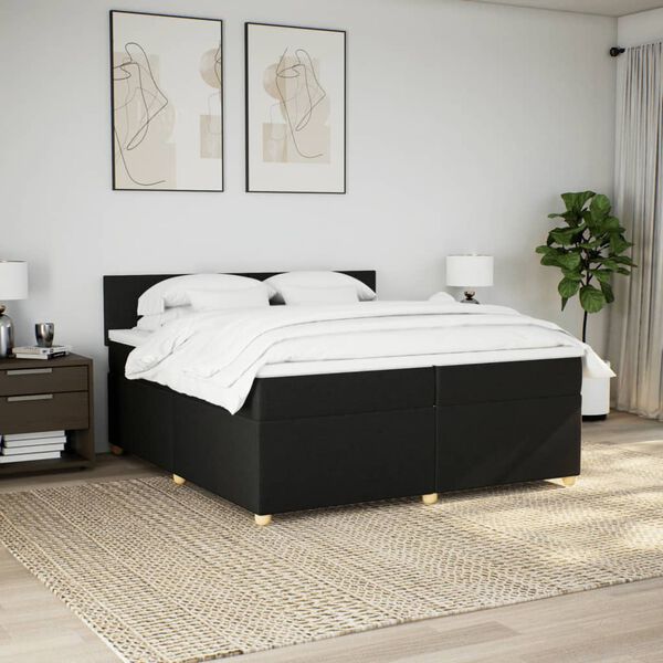 vidaXL Boxspringbett mit Matratze Schwarz 200x200 cm Stoff