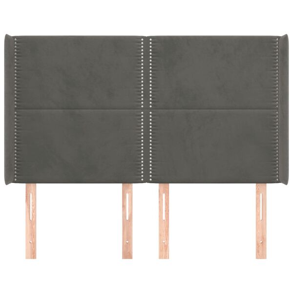 vidaXL Kopfteil mit Ohren Dunkelgrau 147x16x118/128 cm Samt