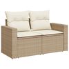 vidaXL 5-tlg. Garten-Sofagarnitur mit Kissen Beige Poly Rattan Akazie