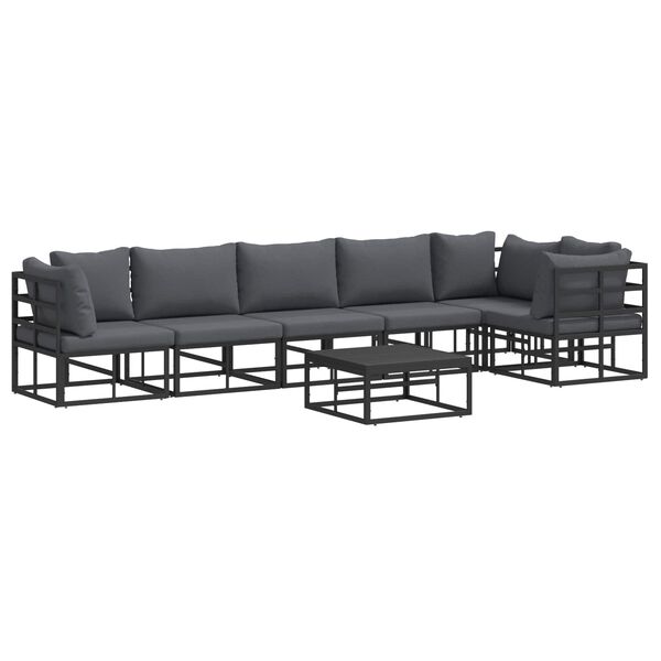 vidaXL Gartensofa-set mit Kissen 7 pcs Schwarz Aluminium