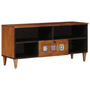 vidaXL TV-Schr&auml;nk mit Regal Walnuss 100 x 33 x 46 cm Massivholz Mango