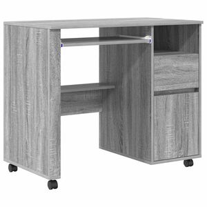 vidaXL Tisch mit R&auml;dern Graues Sonoma Holzwerkstoff 91 x 50 x 77 cm