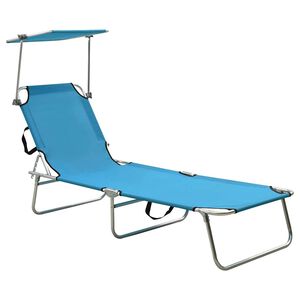 vidaXL Klappliege mit Sonnendach Blau Aluminium