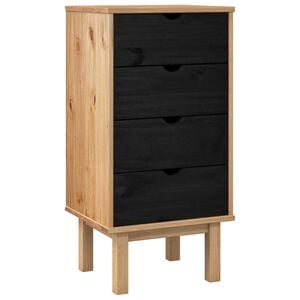 vidaXL Kommode OTTA Schwarz 45 x 39 x 90 cm Massives Kiefernholz