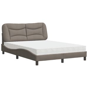 vidaXL Bett mit Matratze "Hvar" Taupe 140x200 cm Stoff