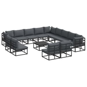 vidaXL Gartensofa-set mit Kissen 14 pcs Schwarz Aluminium