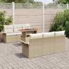 vidaXL Garten-Sofa-Set mit Speicher 7 pcs Beige Poly Rattan