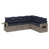 vidaXL 6-teiliges Gartensofa-Set mit Kissen, grau, Polyrattan