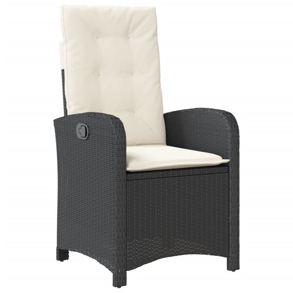 vidaXL 3-tlg. Bistro-Set mit Kissen Schwarz Poly Rattan
