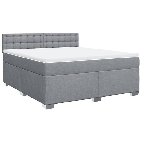 vidaXL Boxspringbett mit Matratze Hellgrau 180x200 cm Stoff