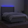 vidaXL Boxspringbett mit Matratze & LED Hellgrau 140x200 cm Stoff