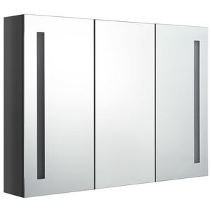 vidaXL LED-Spiegelschrank f&uuml;rs Bad 89x14x62 cm Gl&auml;nzend Grau