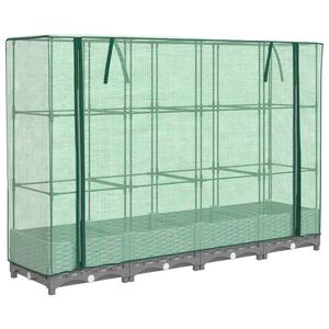 vidaXL Hochbeet mit Gew&auml;chshaus-Aufsatz Rattan-Optik 160x40x123 cm
