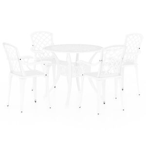 vidaXL 5-tlg. Bistro-Set Aluminiumguss Wei&szlig;