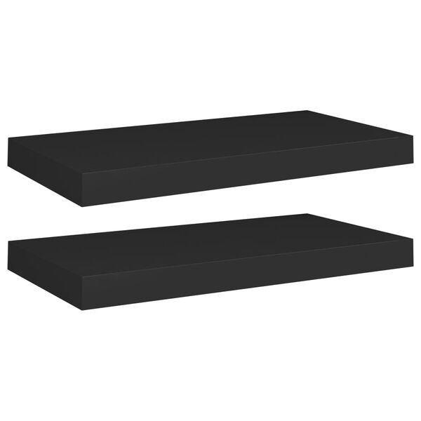vidaXL Schweberegale 2 Stk. Schwarz 50x23x3,8 cm MDF